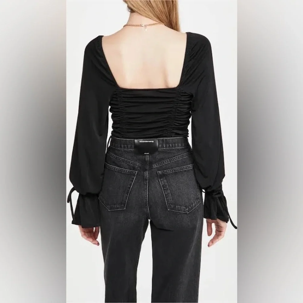 Free People Meant To Be Ruched Bodysuit in Black NWT - Picture 3 of 9
